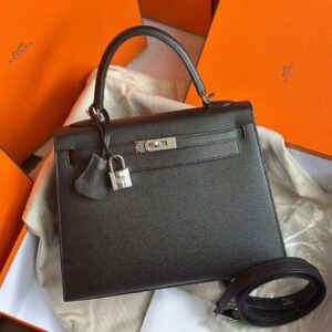 Sac en cuir grainé noir