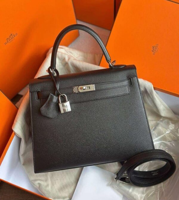 Sac en cuir grainé noir