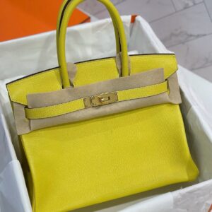 Sac à main en cuir grainé jaune